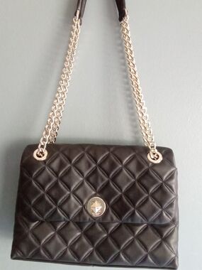 Kate Spade Emerson Place Rita Quilted Black Leather Chain Shoulder Bag PXRU6245
